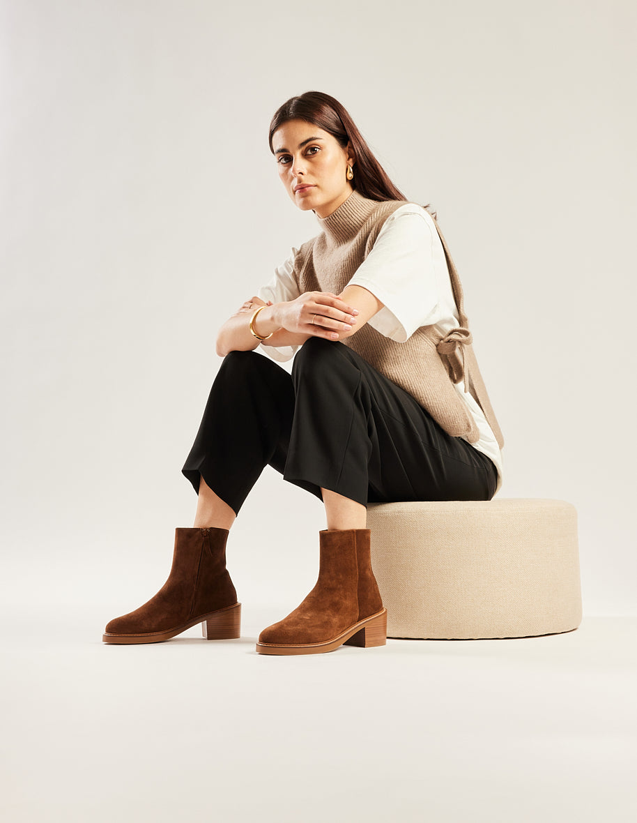 Heeled ankle boots Véronique - Brown suede