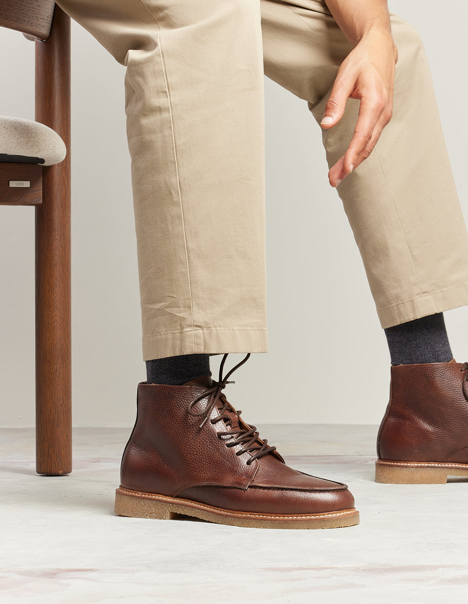 Boots Hugo - Brown grained pull-up leather