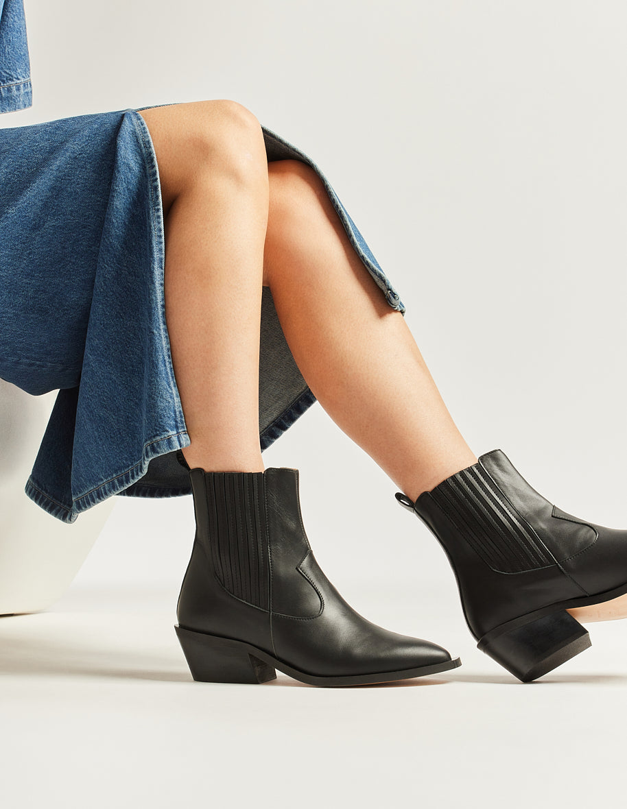 Heeled ankle boots Georgia - Black leather