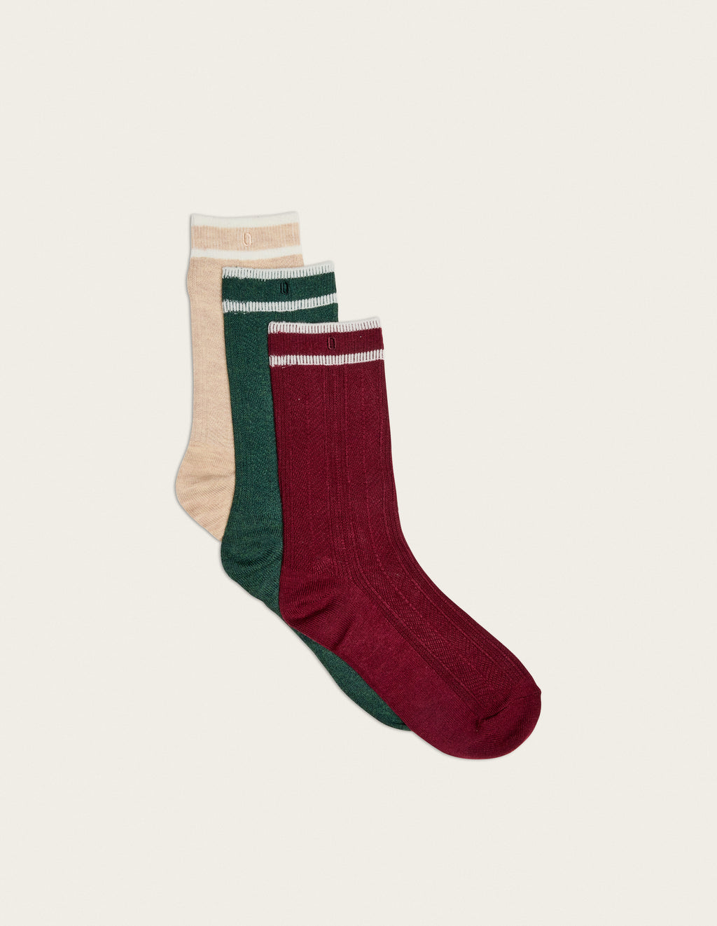 Pack de 3 Chaussettes - Épaisse beige vert bordeaux