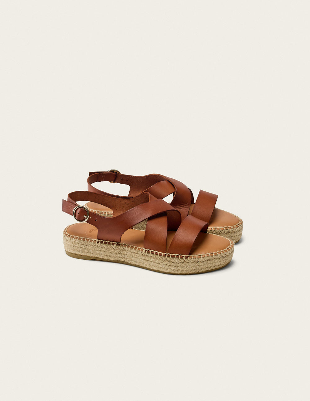 Espadrilles plates Chantal - Cuir cognac