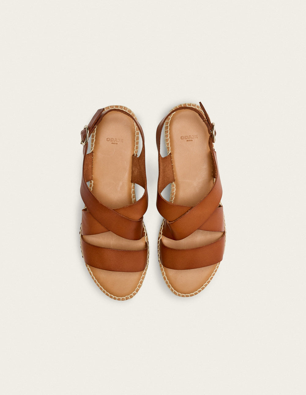 Espadrilles plates Chantal - Cuir cognac