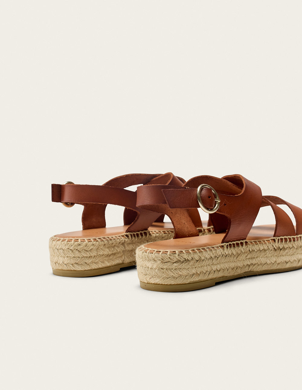 Espadrilles plates Chantal - Cuir cognac