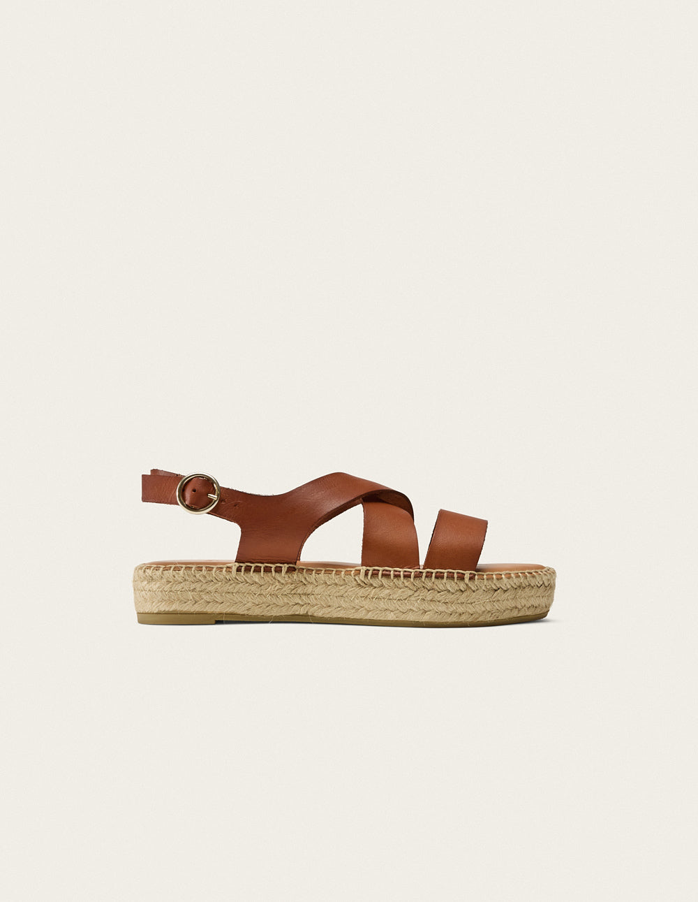 Espadrilles plates Chantal - Cuir cognac