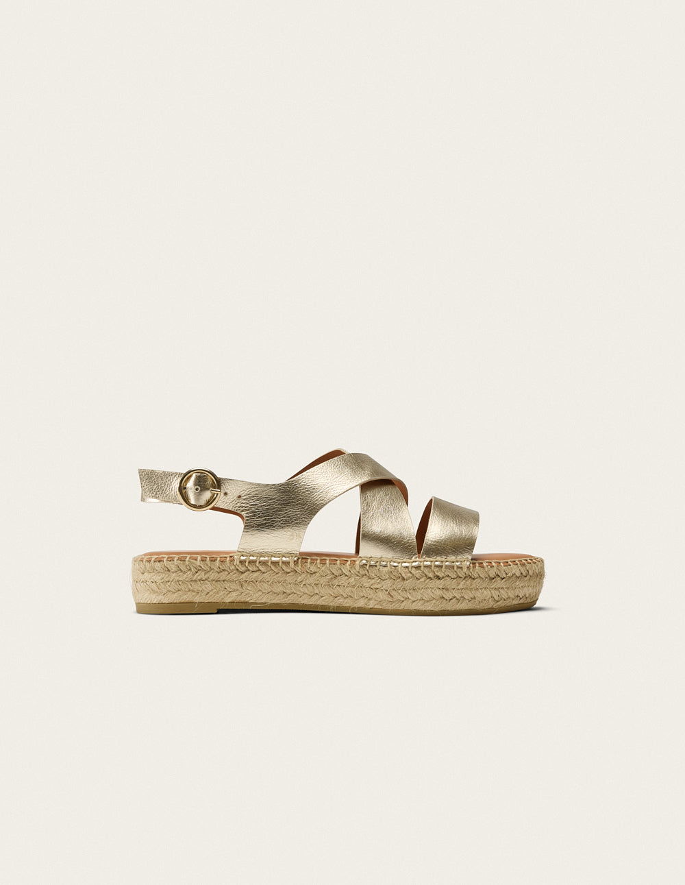 Espadrilles Chantal - Golden grained leather