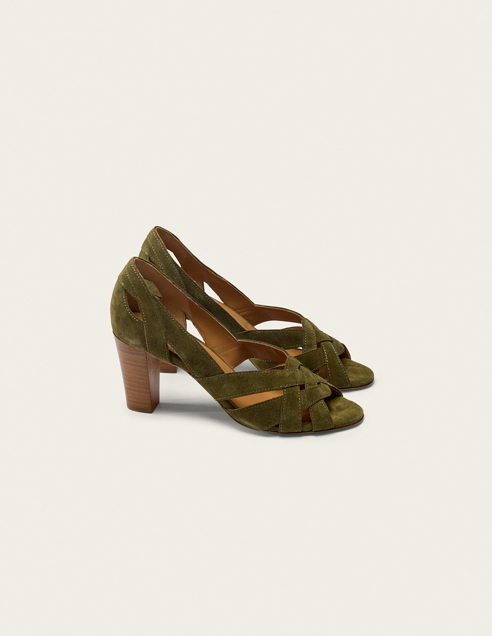 Clémentine H Heeled sandals - Khaki Suede