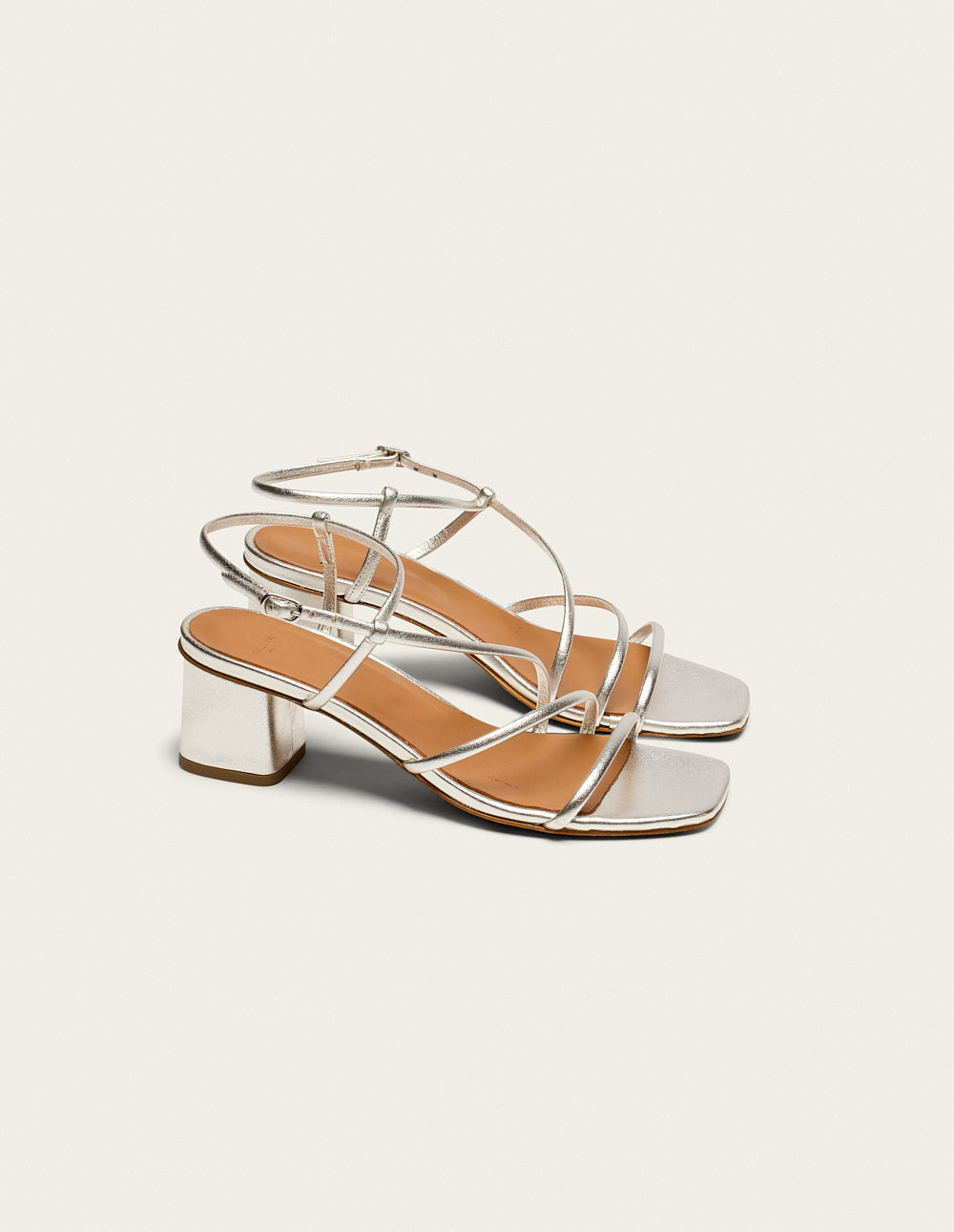 Cola Heeled sandals - Silver Pleated Leather