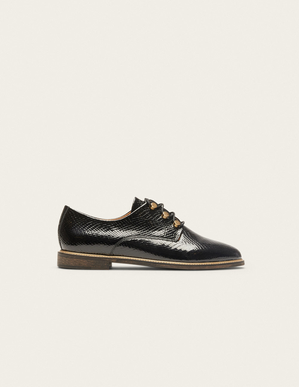 Derbies Denise - Cuir python verni noir