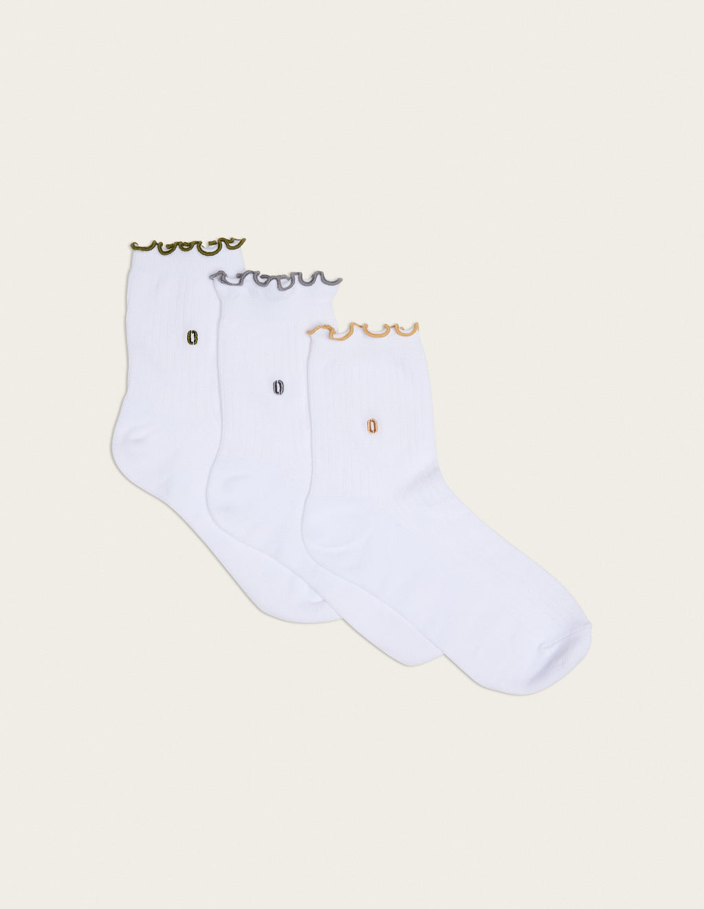 Pack de 3 Chaussettes - Froufrou vert gris camel