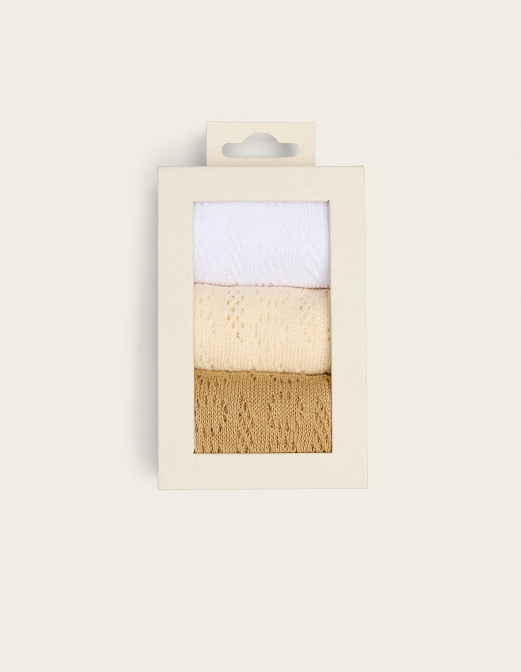 Pack de 3 Chaussettes - Ajourée blanc beige camel