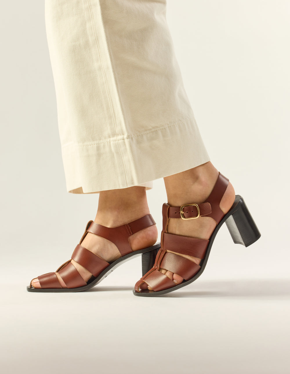 Flango Heeled sandals - Mahogany Leather