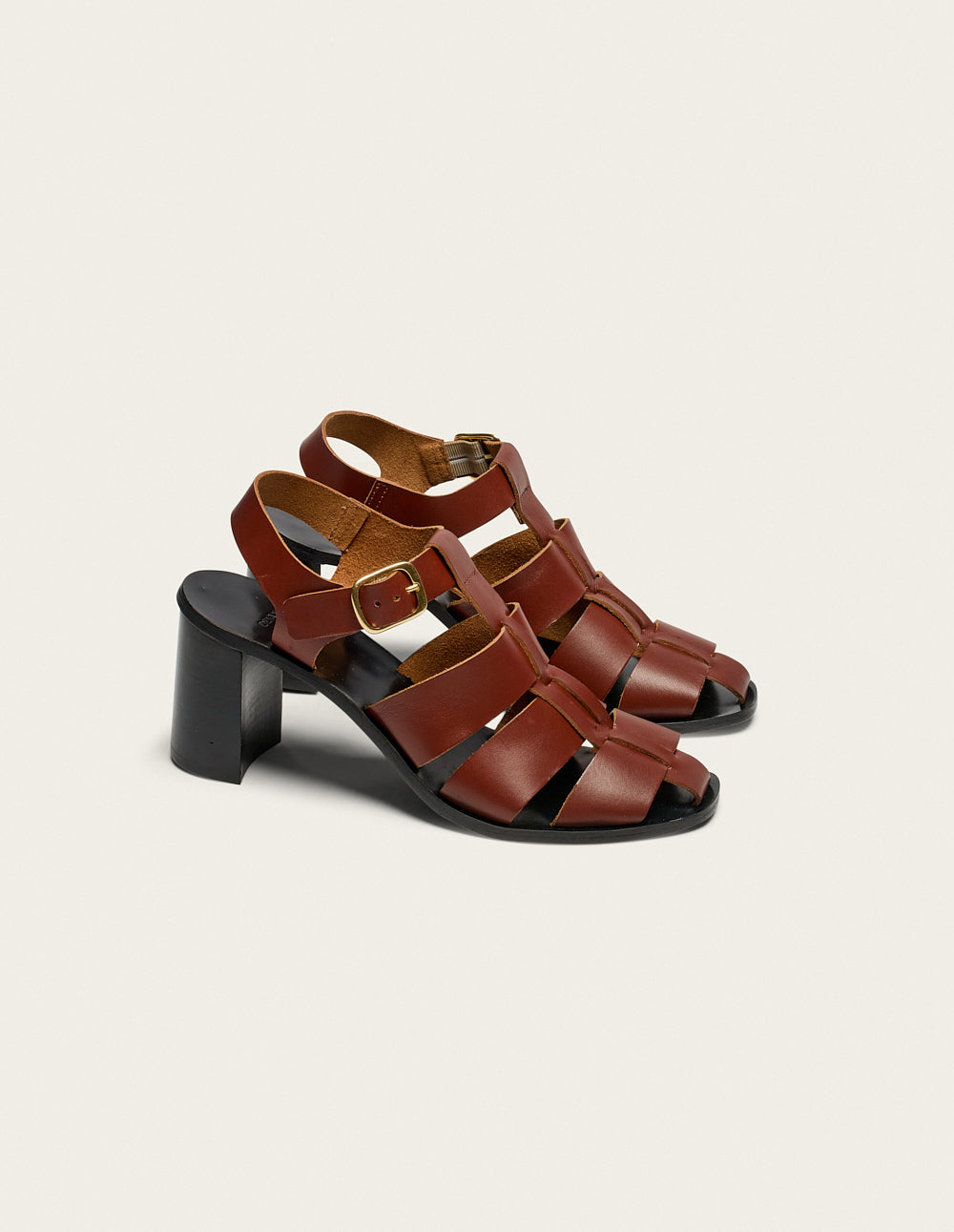 Flango Heeled sandals - Mahogany Leather