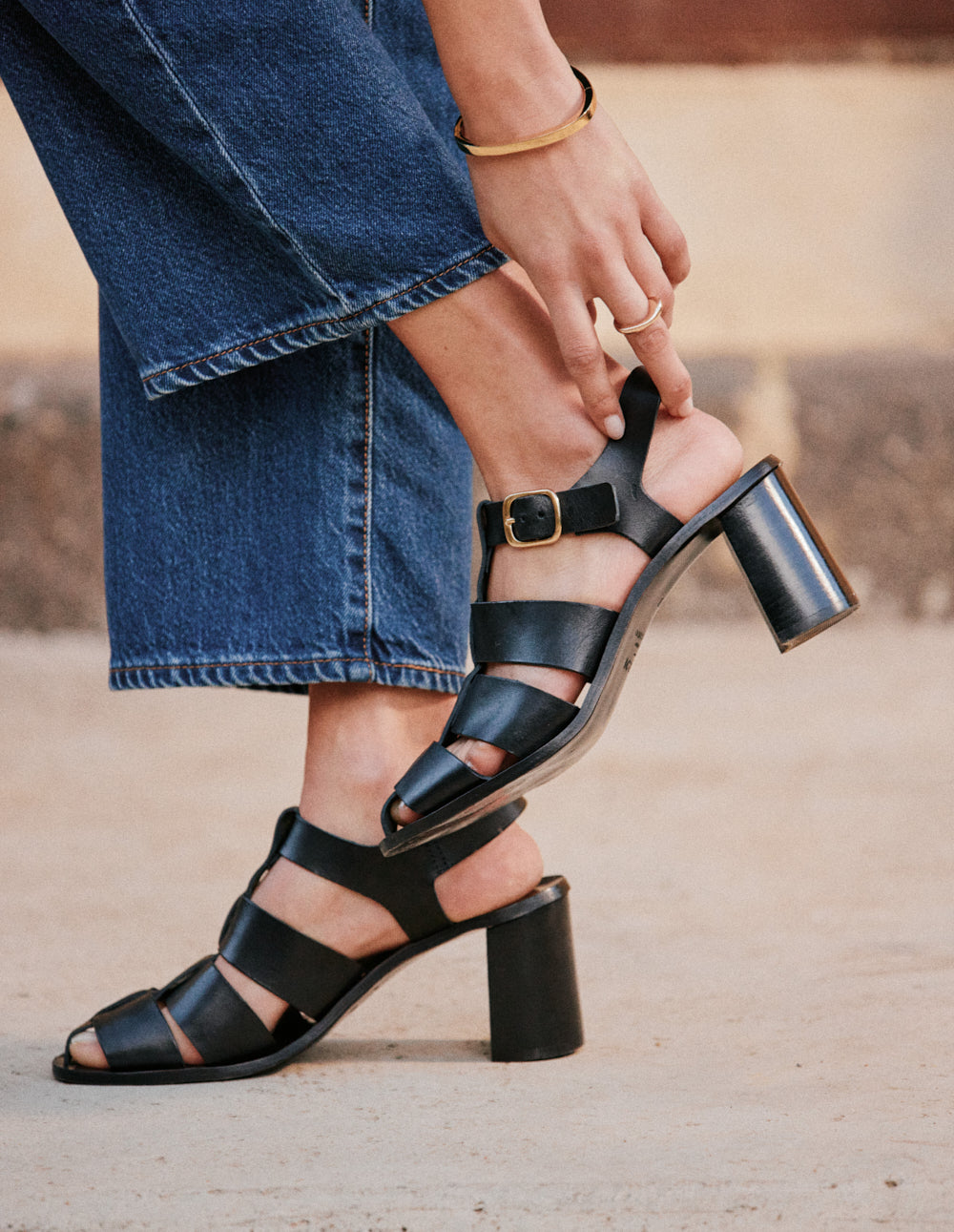 Flango Heeled sandals - Black Leather