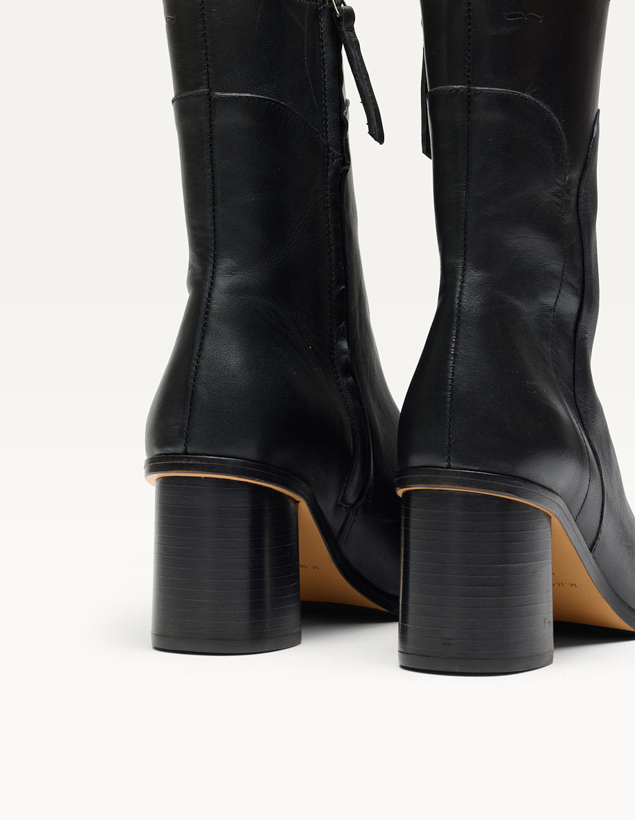 Heeled boots Frida - Black leather