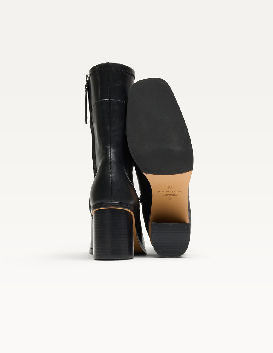 Heeled boots Frida - Black leather