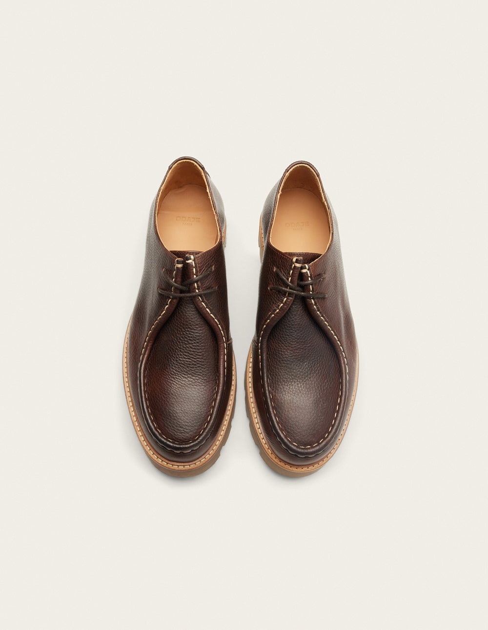 Derbies Gontran - Cuir pull up grainé marron