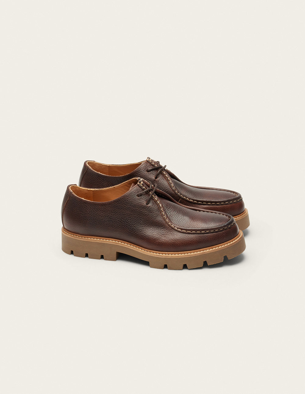 Derbies Gontran - Cuir pull up grainé marron