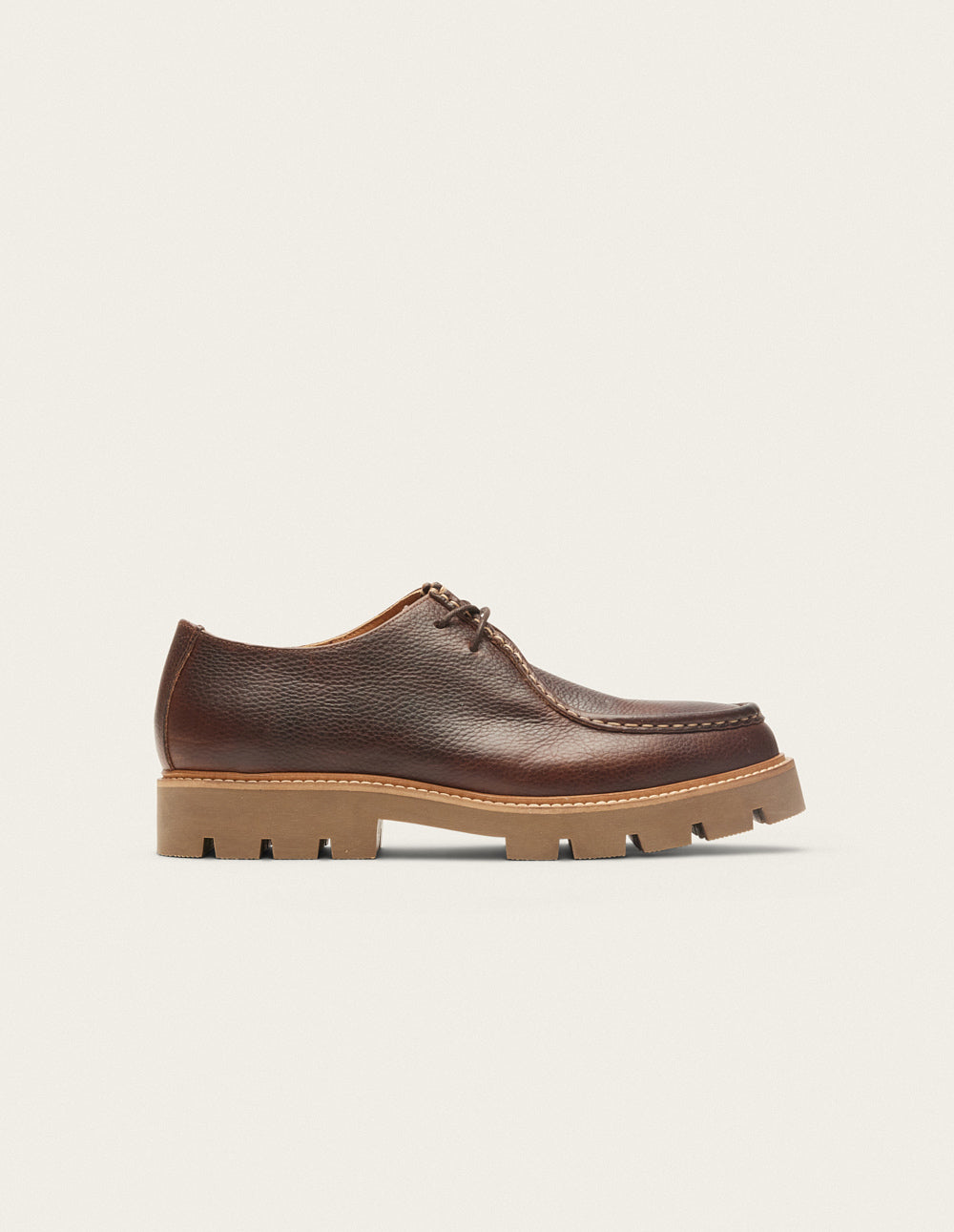 Derbies Gontran - Cuir pull up grainé marron