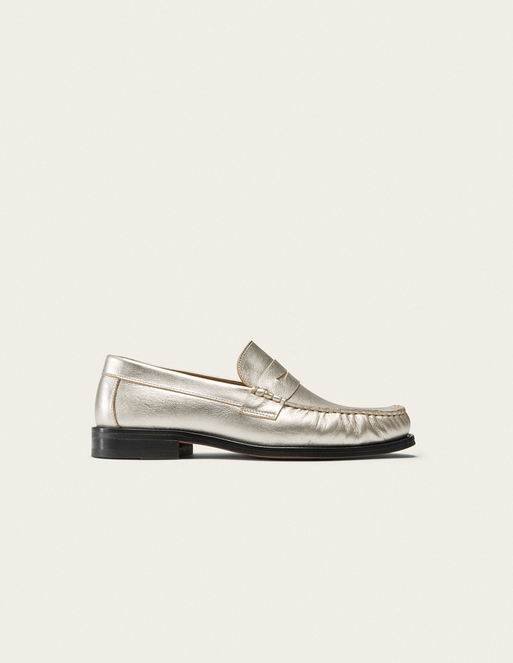 Halley Loafers - Silver Pleated leather