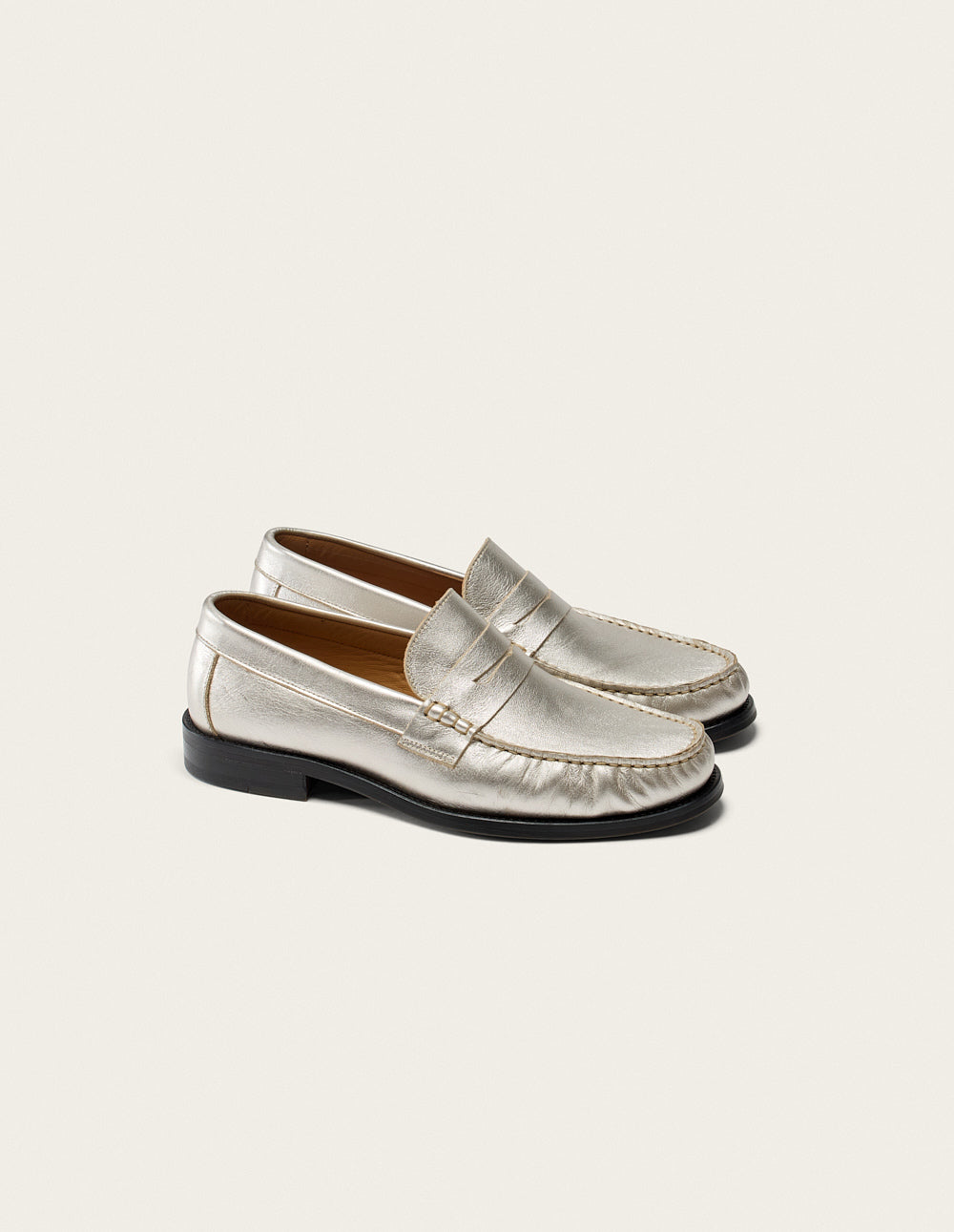 Halley Loafers - Silver Pleated leather