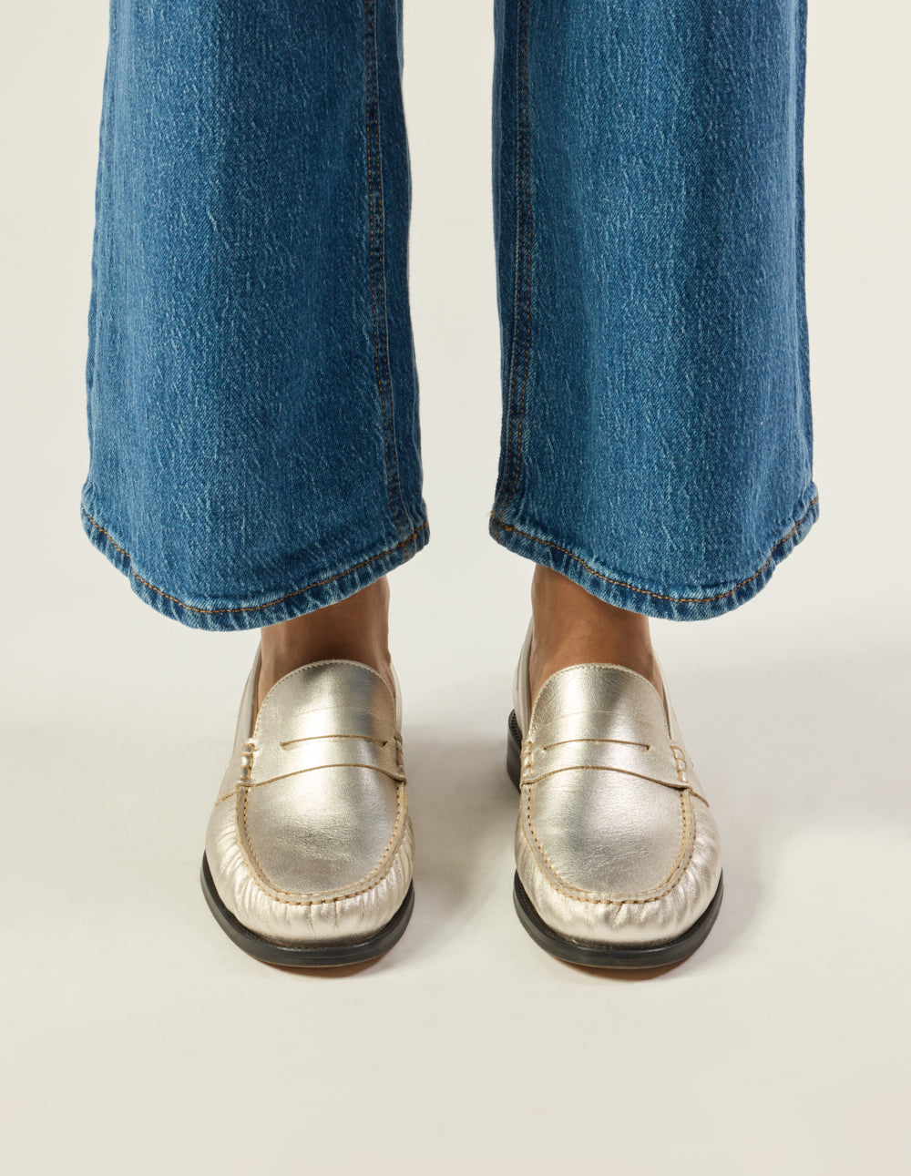 Halley Loafers - Silver Pleated leather