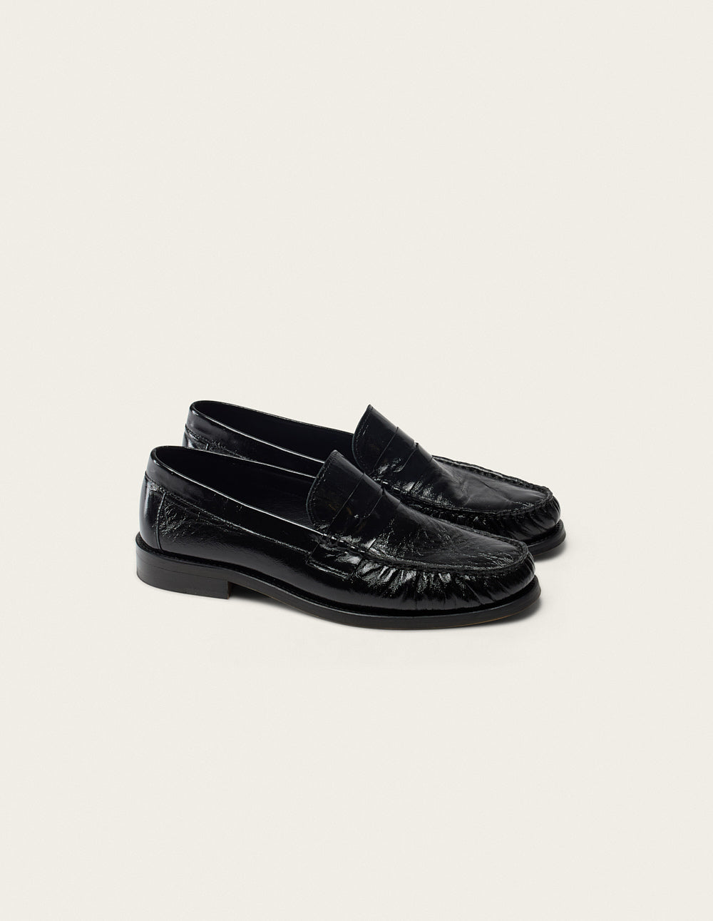 Halley Loafers - Black Pleated leather