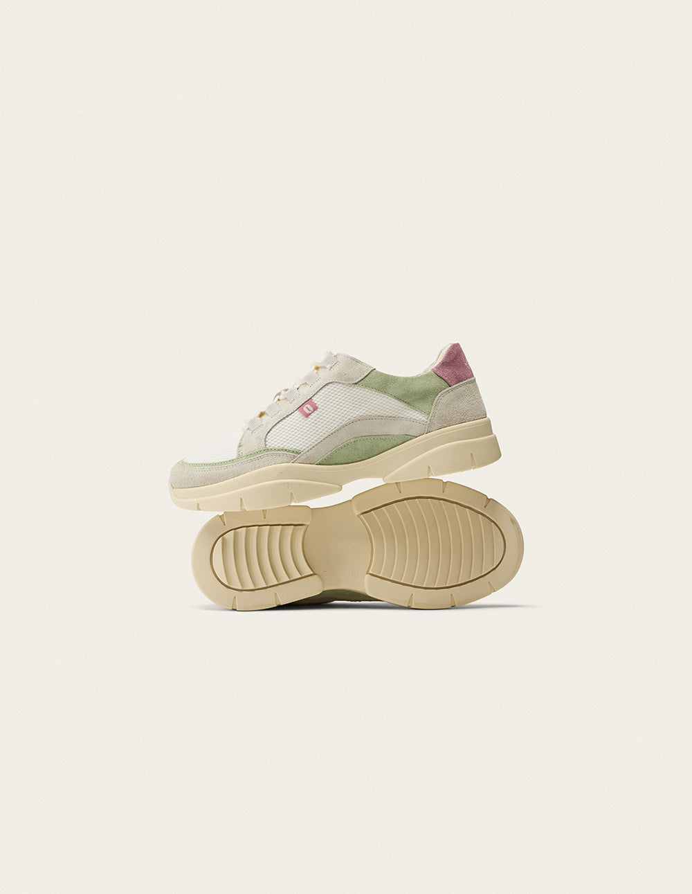 Laura low-top trainers - Ivory green