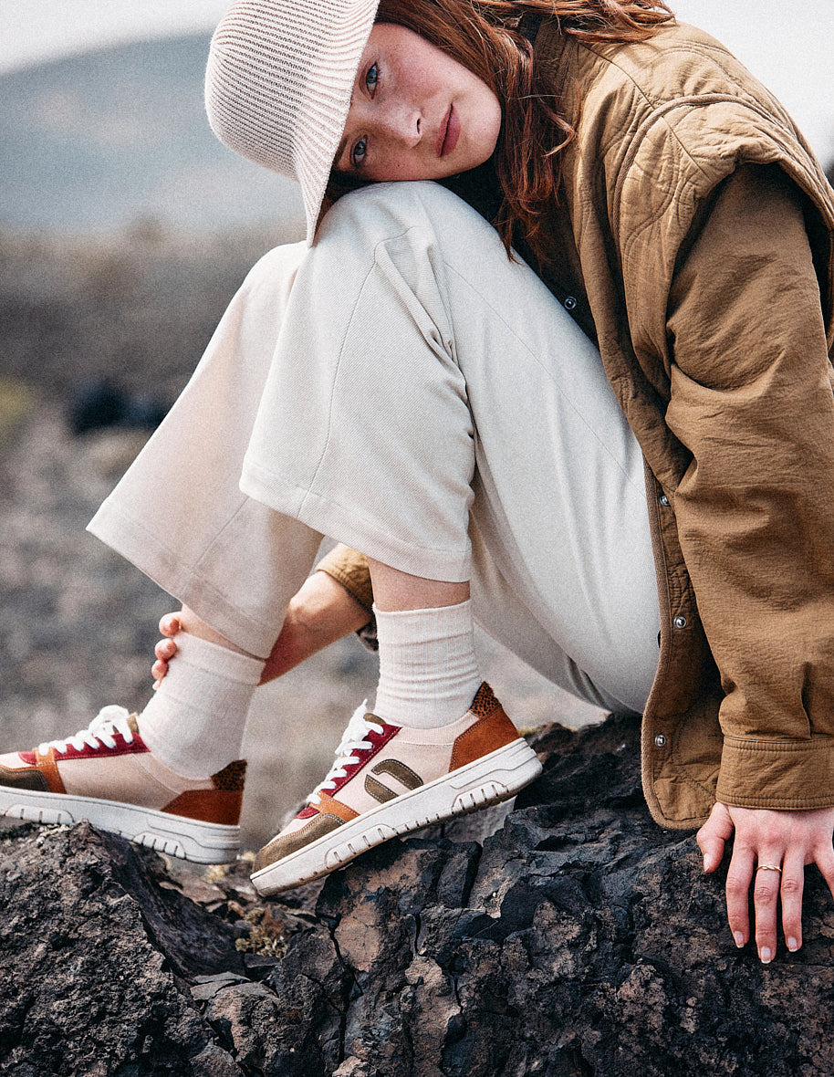 Low-top trainers Nora - Khaki cognac cream