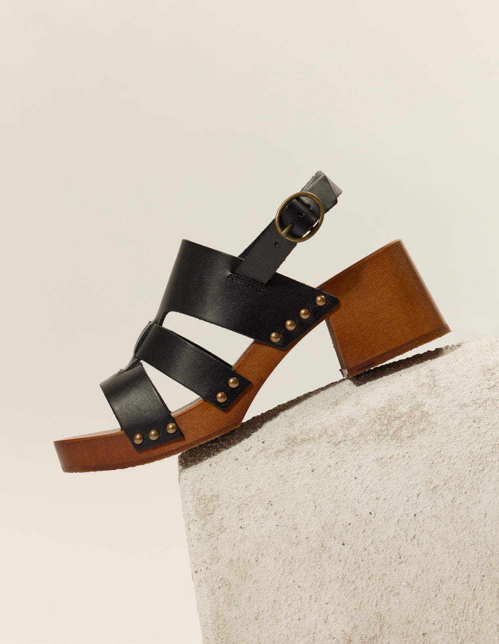 Opunti Heel Sandals - Black Leather