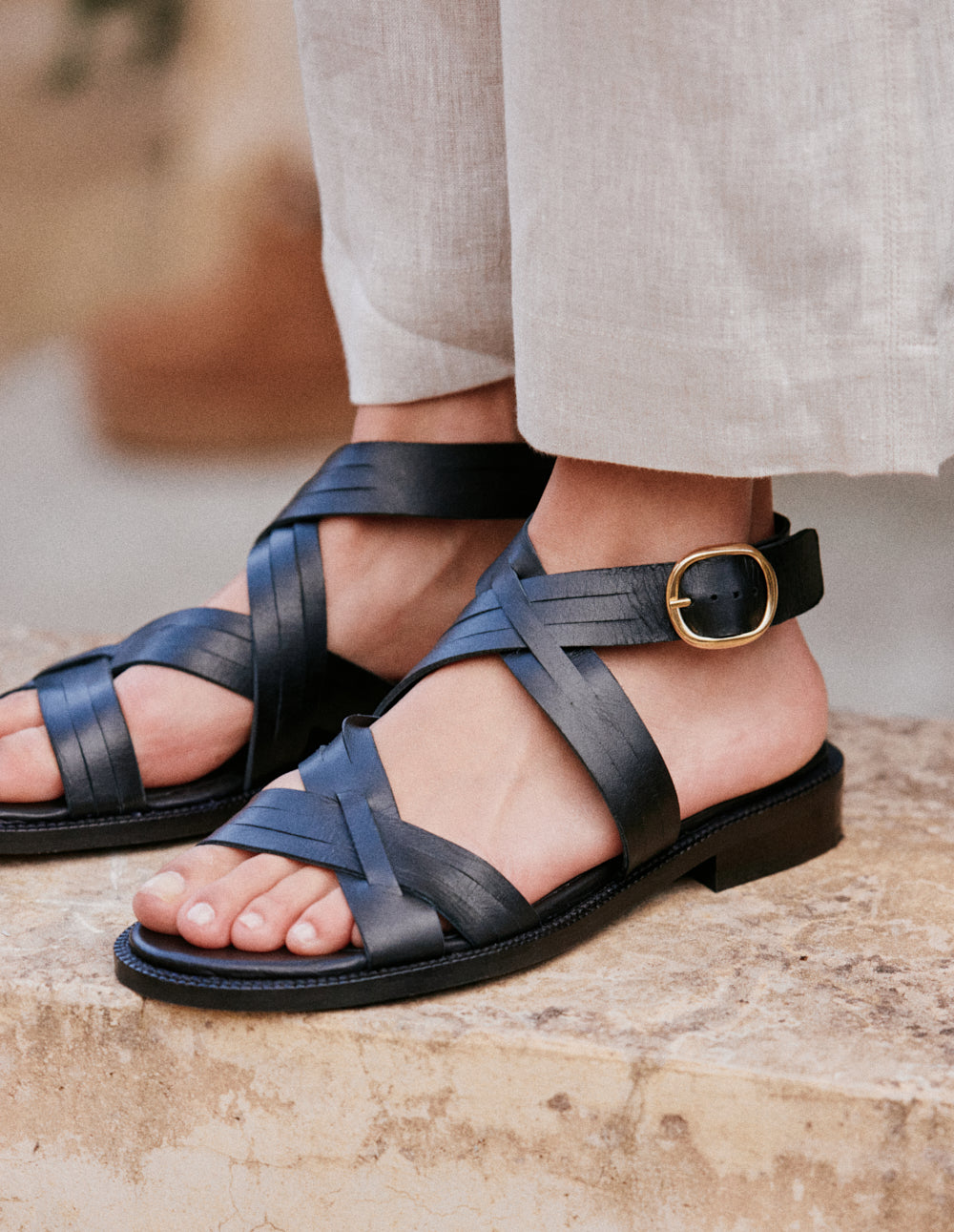 Pinti Sandals - Black Leather