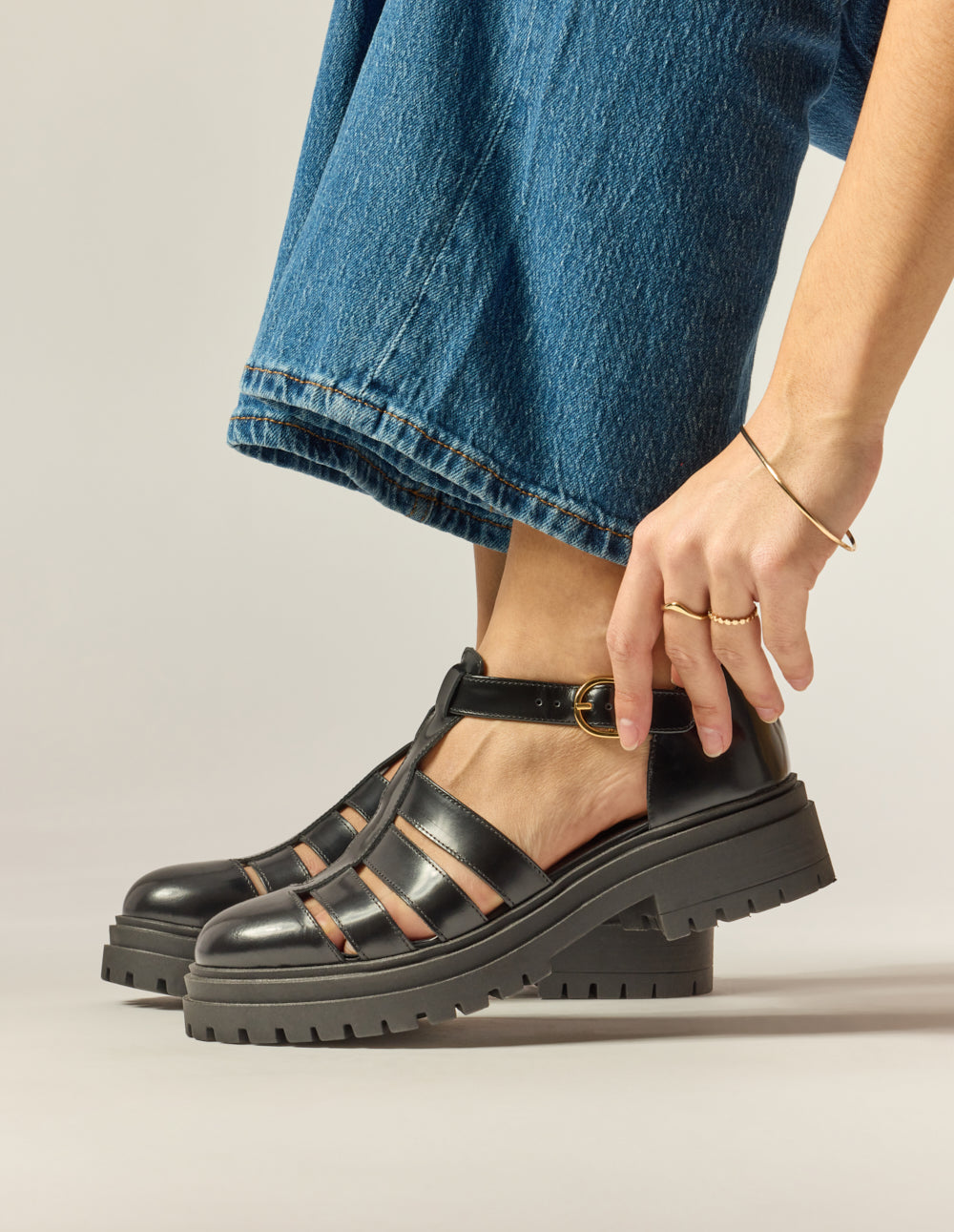 Sandals Rosalia - Black box leather