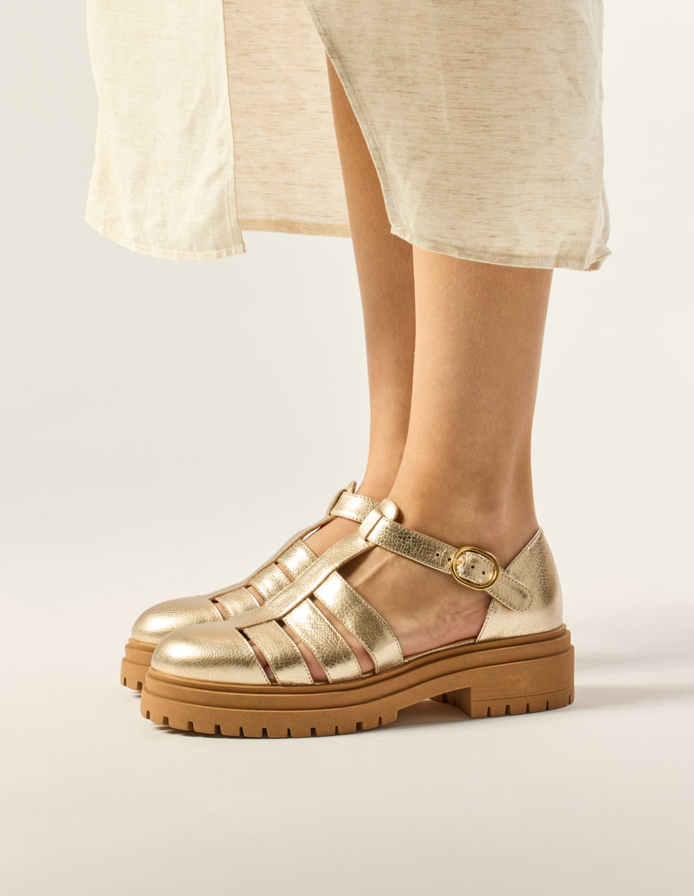 Sandals Rosalia - Champagne grain leather