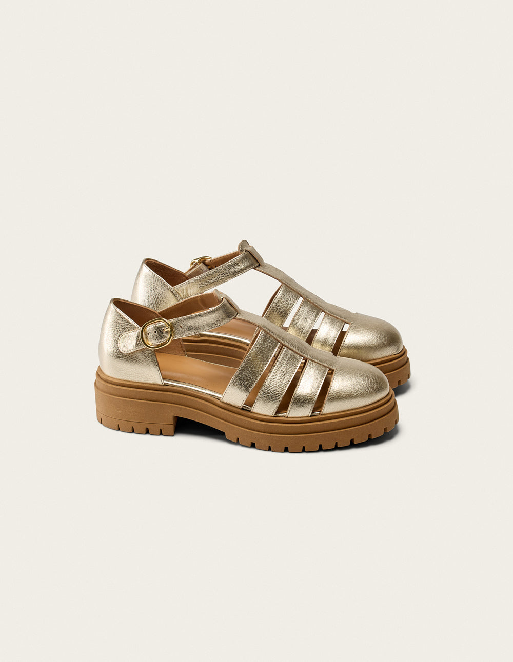 Sandals Rosalia - Champagne grain leather