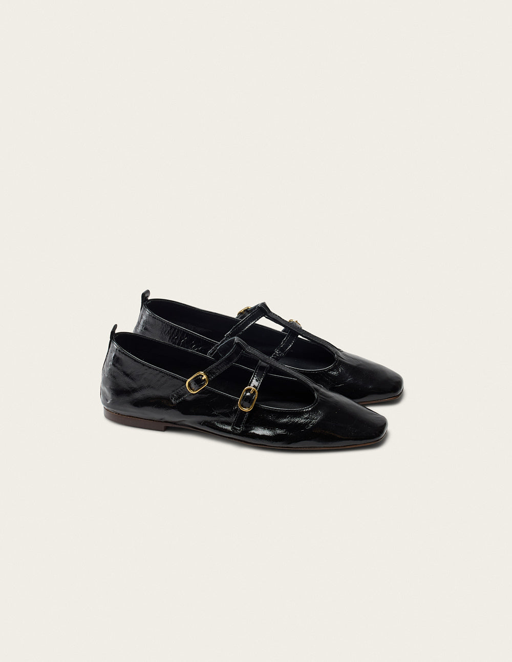 Sira Ballerinas - Black Pleated Leather