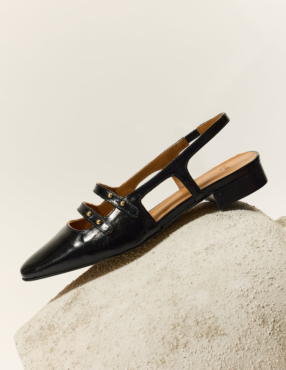 Soli Ballerinas - Black Pleated Leather