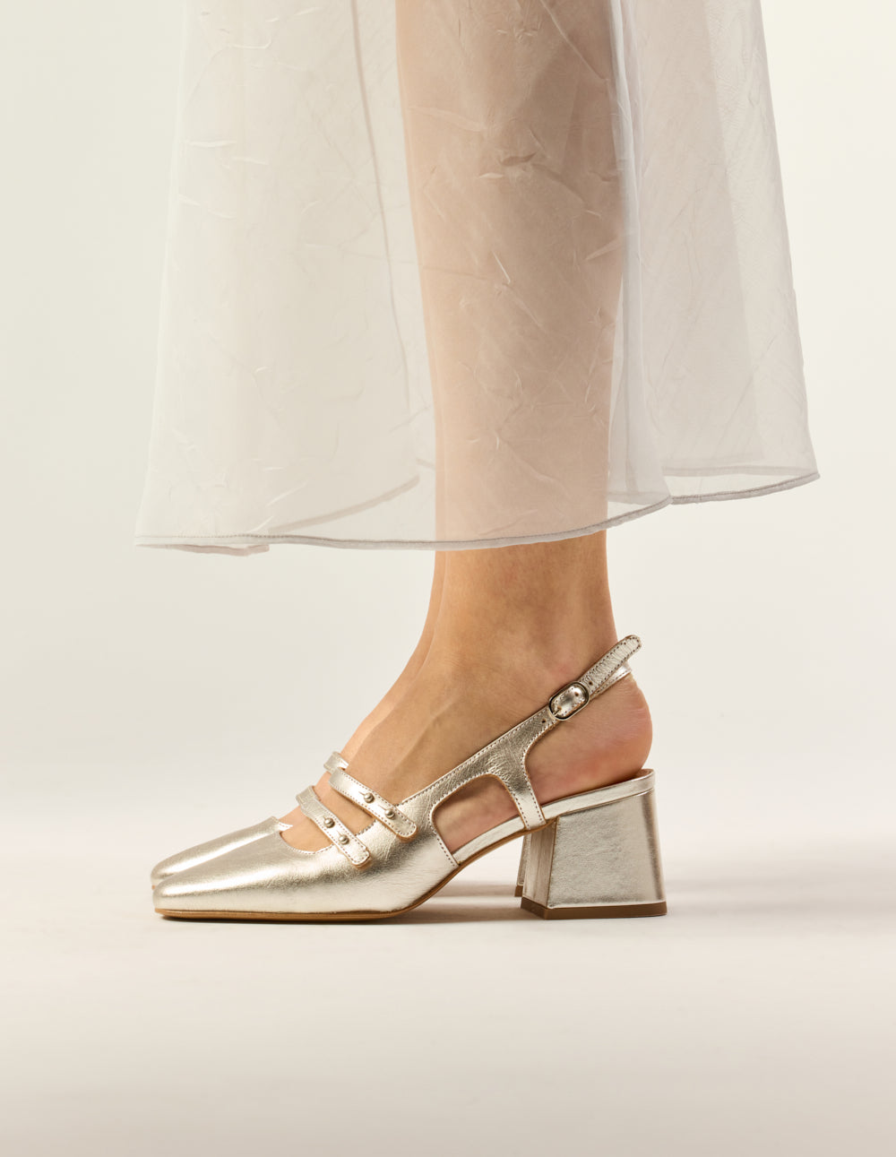 Soline Pumps - Silver Pleated Leather