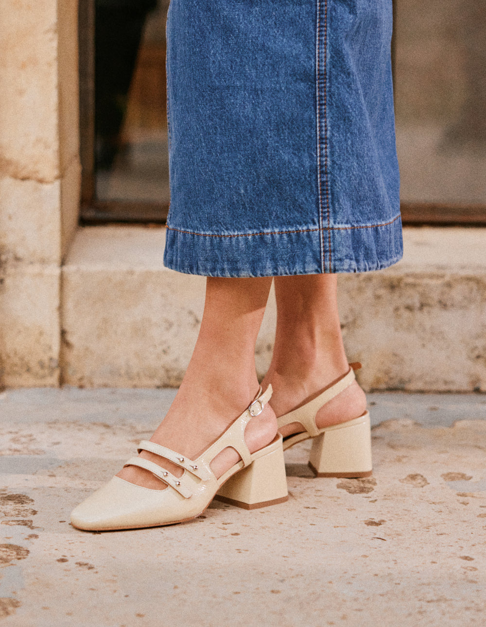 Soline Pumps - Pleated off-white leather