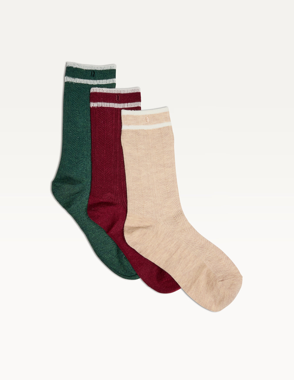 Pack de 3 Chaussettes - beige vert bordeaux