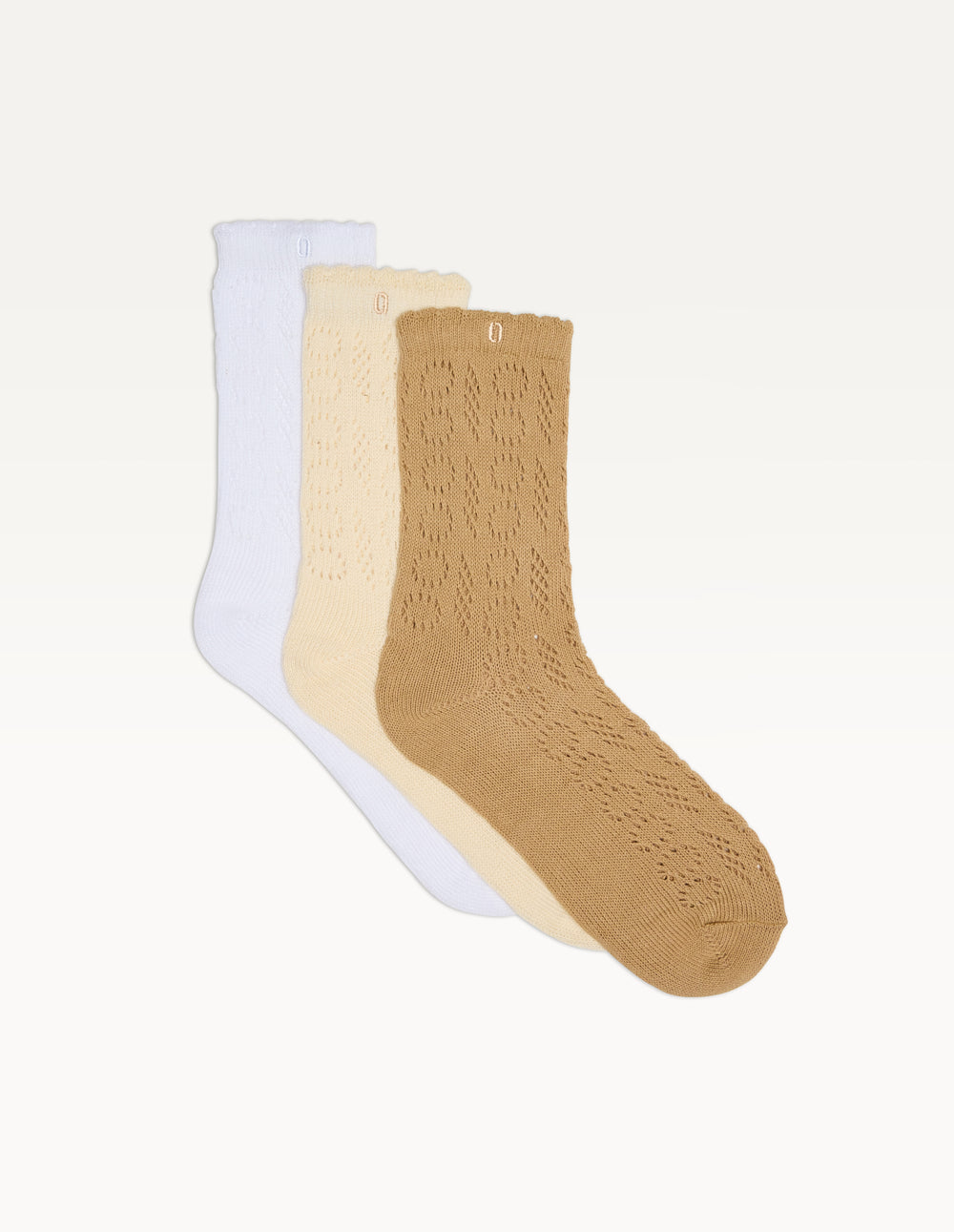 Pack de 3 Chaussettes - Ajourée blanc beige camel