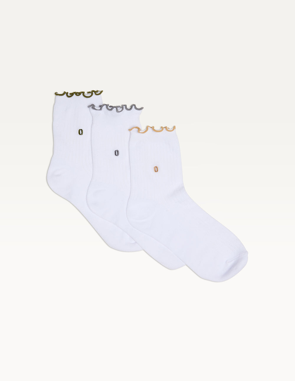 Pack de 3 Chaussettes - Froufrou vert gris camel