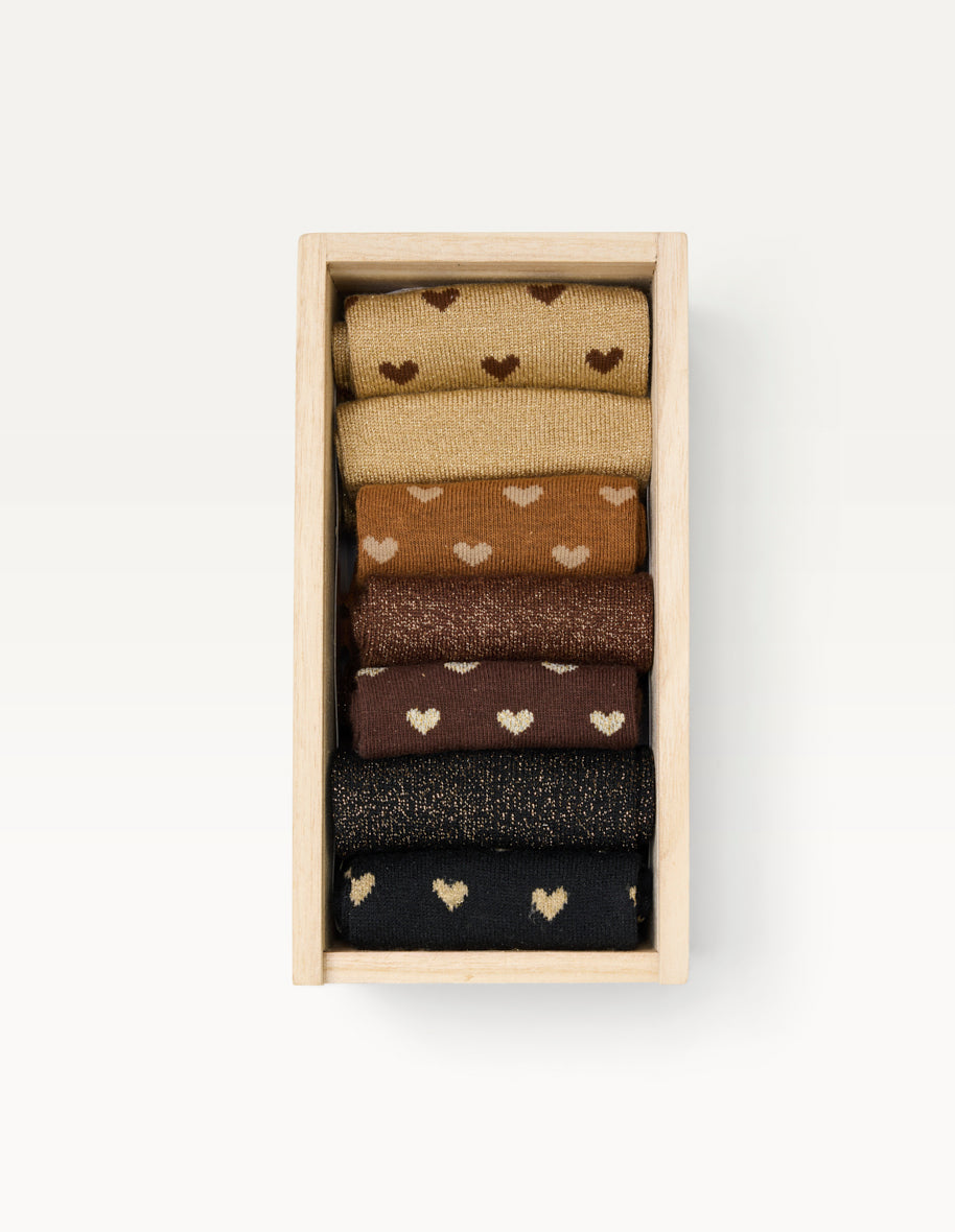 Coffret de 7 chaussettes - Chaussettes Coeur paillettes