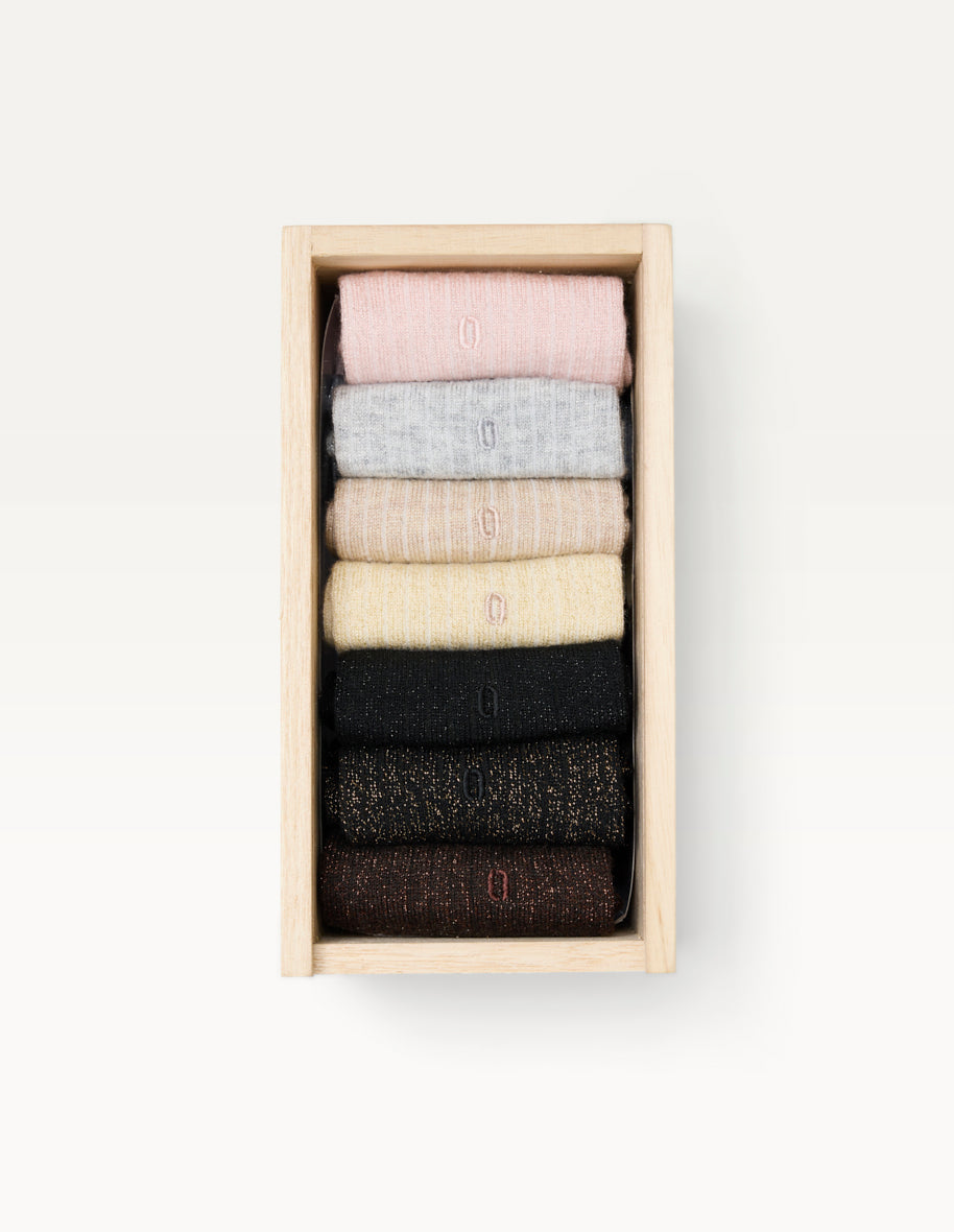 Coffret de 7 chaussettes - Chaussettes Côtelé paillettes