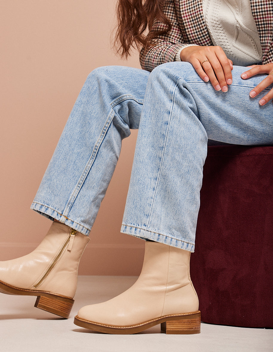 Ankle boots Virginie - Ivory leather