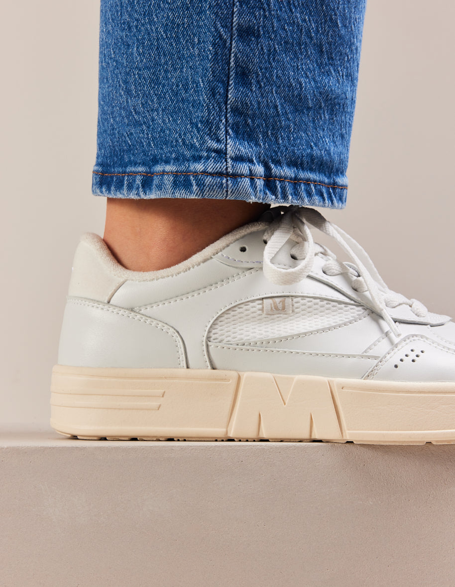 Low-top trainers Aimée - Recycled leather and white vegan suede