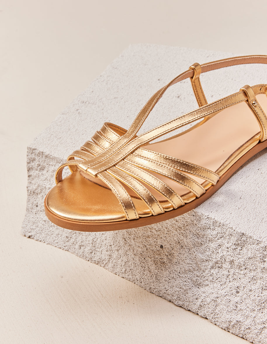 Sandals Ninon B - Golden leather