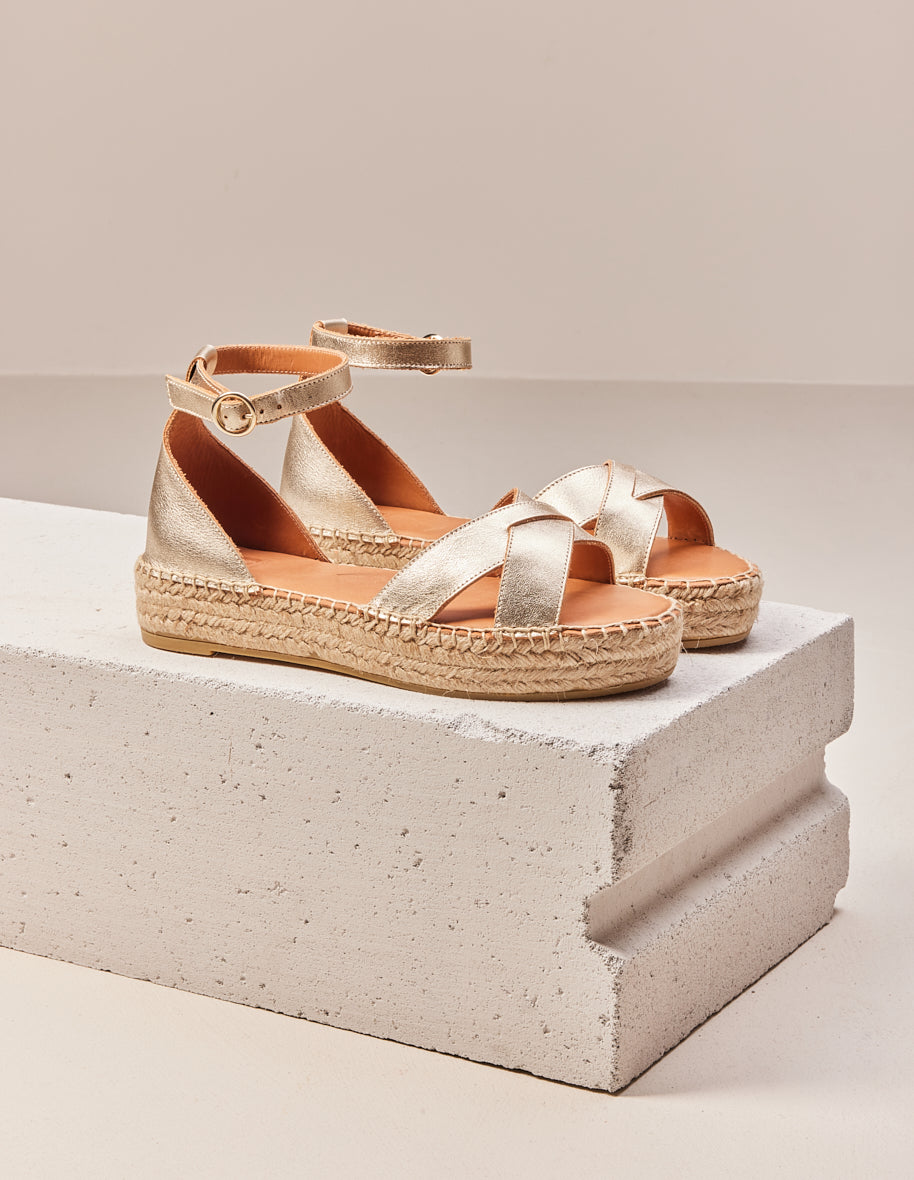 Espadrilles Catherine - Champagne grained leather