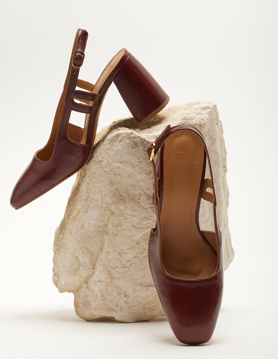 Pumps Marcie - Mahogany pleated leather