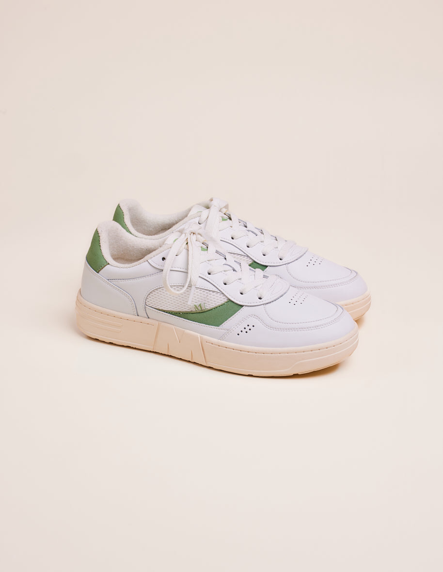 Low-top trainers Aimé - White and sage recycled leather and vegan suede