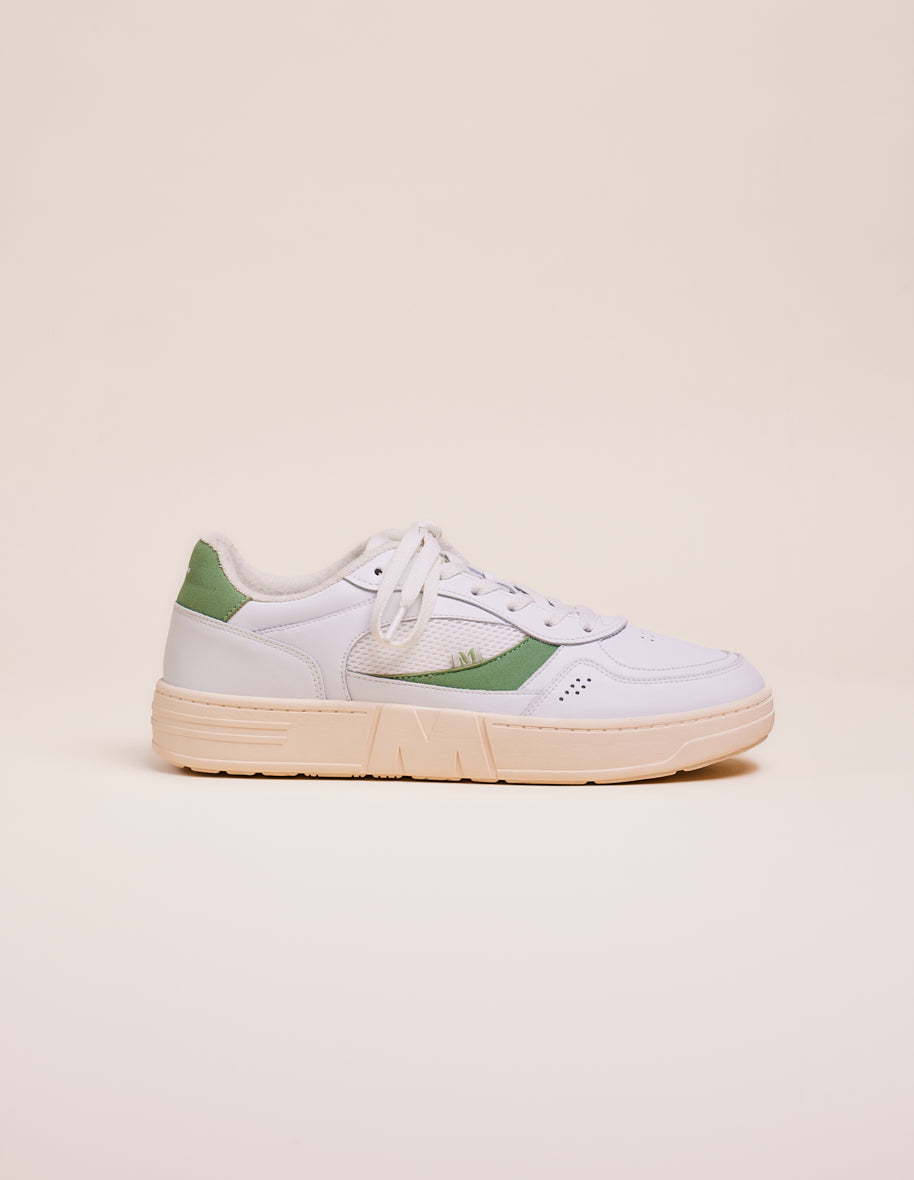 Low-top trainers Aimé - White and sage recycled leather and vegan suede