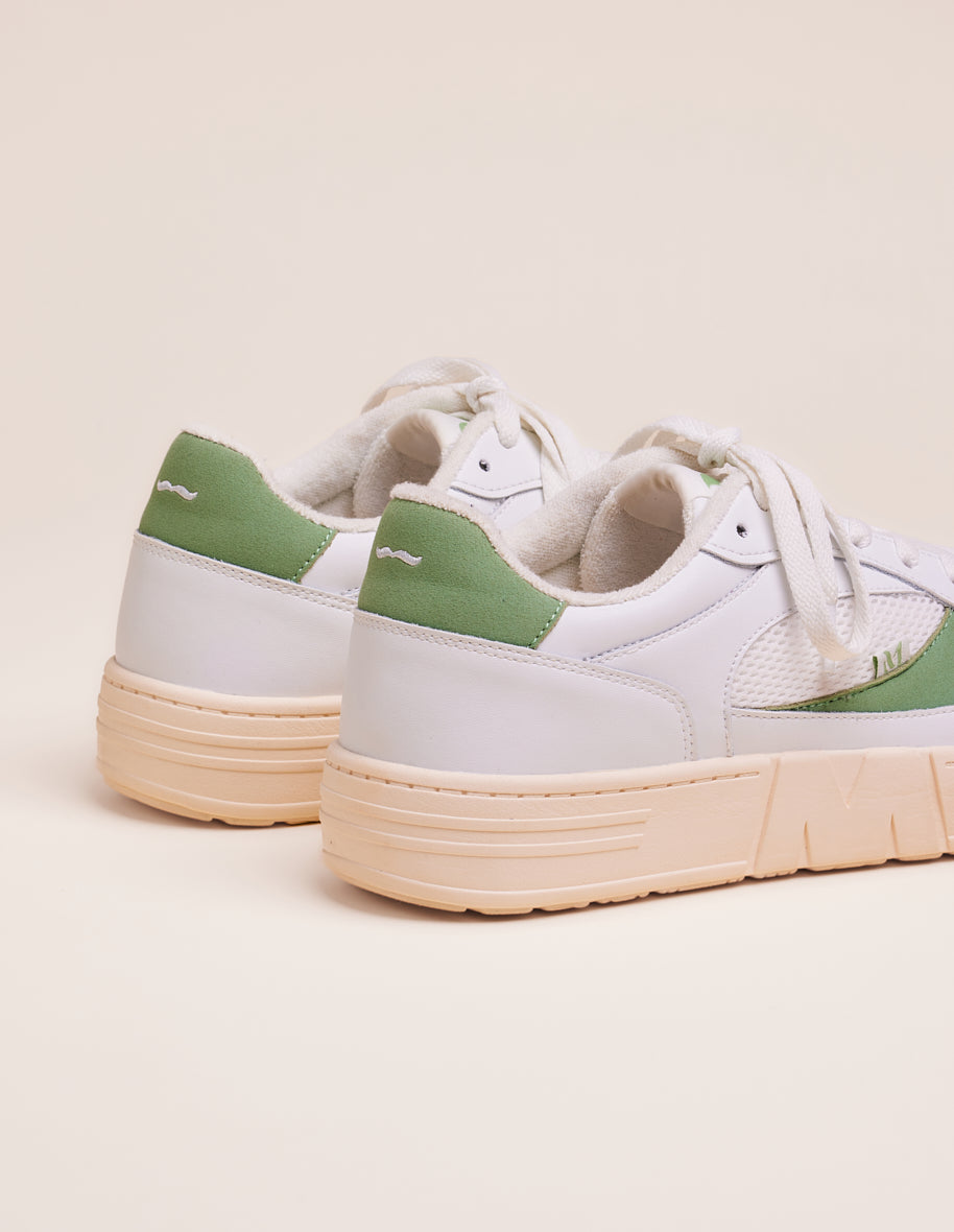 Low-top trainers Aimé - White and sage recycled leather and vegan suede